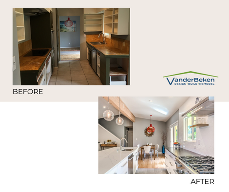 Before & After Kitchen Remodel, Open Flow Kitchen, Edmonds WA, VanderBeken Remodel