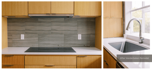 Cabinets in Rift Cut White Oak with undermount Blanco Performa Silgranite sink