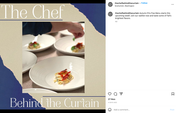The Chef Behind the Curtain Instagram Post