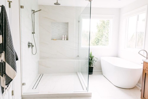 shower glass enclosure with no door, Lake Stevens, 2022-Aug-04-2022-11-53-46-33-PM